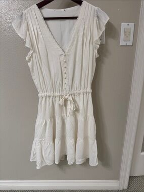 Paige Cream Tiered Button-Front Summer Dress, XS